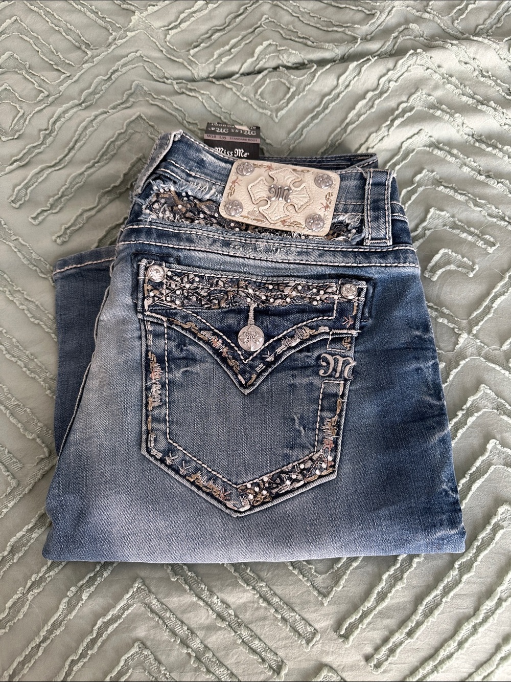 Miss Me Dark Blue Embellished Boot Cut Jeans